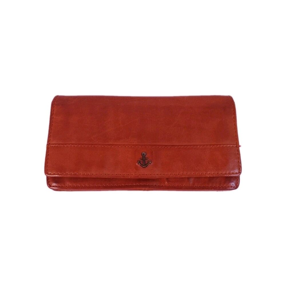 Harbour 2nd Cognac Leather Continental Flap Wallet Clutch Anchor Logo Organizer